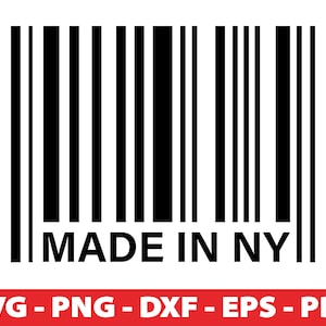 Made in NY code-barres SVG, PNG, couper fichier Cricut, signe de New York, fichiers vectoriels code-barres, téléchargement numérique