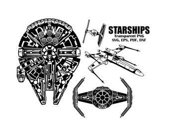 Millennium Falcon Svg, Space Ship Svg, PNG Eps Dxf, T-Shirt Design Svg, Stickers, Stickers, Cut file pour Cricut et Silhouette