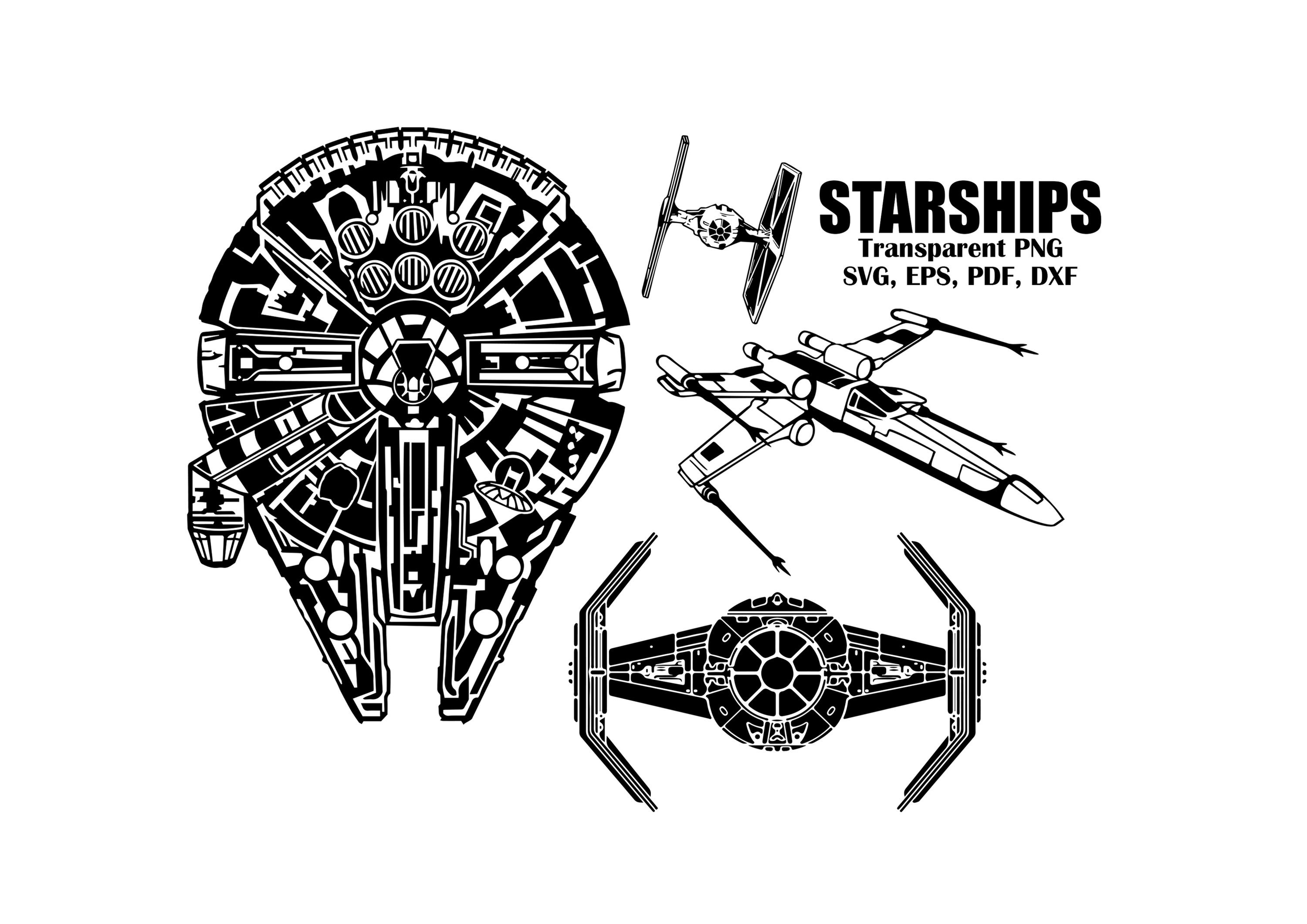 Millennium Falcon Svg, Space Ship Svg, PNG Eps Dxf, T-shirt Design Svg ...