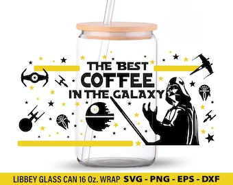 Emballage de verre meilleur café dans la galaxie SVG 16 oz, Galaxy navires peut emballer Svg, Galaxy 16 oz peut emballer, fichiers Svg, Png, DXF pour Cricut