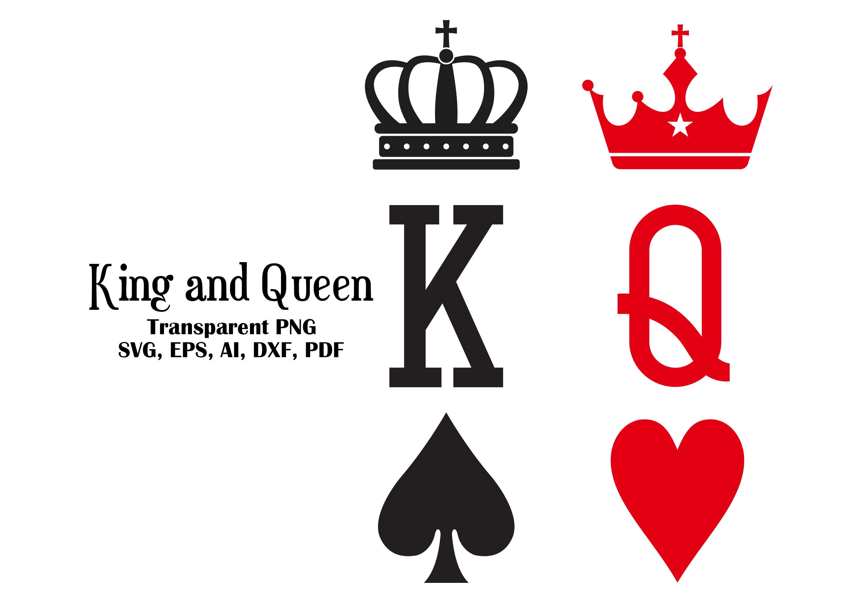 King and Queen Svg King of Spades Svg Queen of Hearts Svg Etsy UK