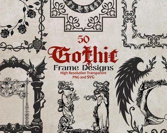 Gothic Frames SVG Bundle, Vintage Baroque Border Cut Files, Ornate Frame Laser Engrave Png