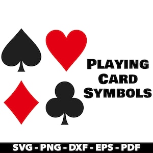 Play Card Suits SVG, PNG, EPS, Dxf, symbole kart do gry pliki wektorowe Cricut Silhouette