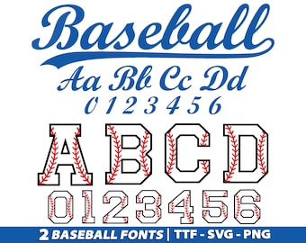 Baseball Font, Baseball Font Svg, TTF, Baseball Font With Tails, Baseball Stitch Font, Baseball Letters Font, Cricut Font, Softball Font
