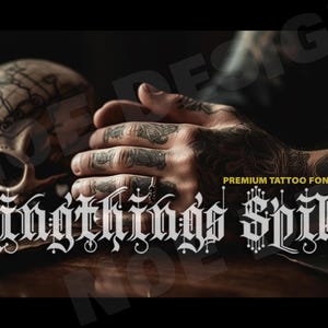 30 Premium Tattoo Fonts Bundle, Procreate Font, Custom Tattoo Designs, Black Letter Calligraphy, Photoshop Font, Cricut Tattoo Lettering image 3