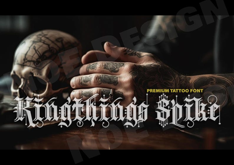 30 Premium Tattoo Fonts Bundle, Procreate Font, Custom Tattoo Designs, Black Letter Calligraphy, Photoshop Font, Cricut Tattoo Lettering image 3
