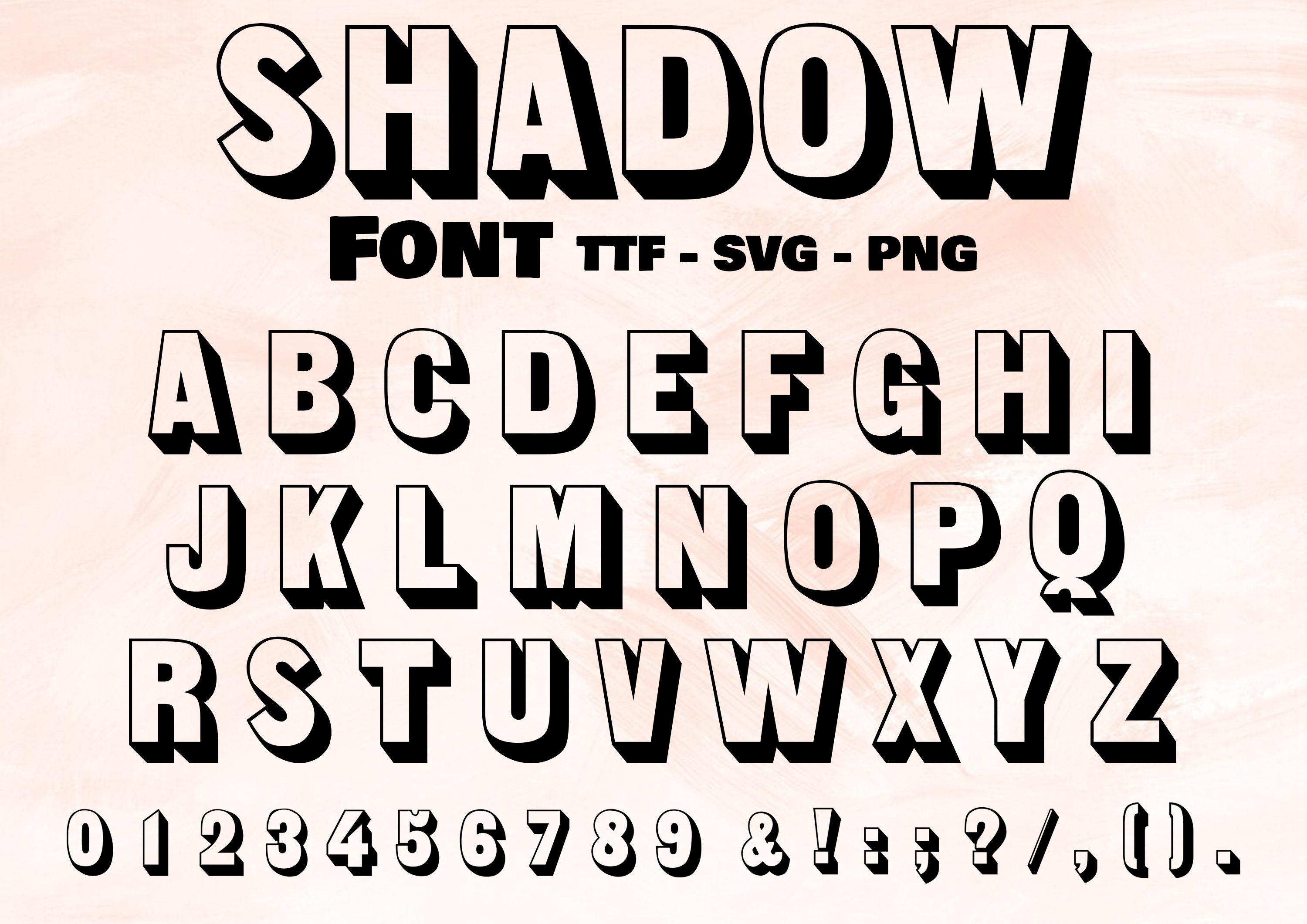 Shadow Font, Shadow Script Font, Drop Shadow Font, Block Writing Font, Cricut Silhouette Font, Letters With Shadow TTF SVG Files