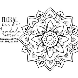 Bloemen Mandala Svg, Mandala Cut File voor Cricut Silhouet, Mandala Design Svg, Mandala Decal, Mandala Png, Eps, Dxf