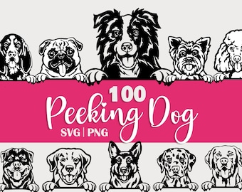Peeking Dog SVG Clipart: Cricut Silhouette Files (Digital Download)
