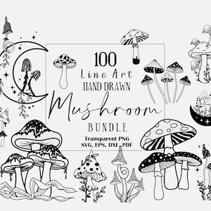 Boho Mushroom SVG Bundle: Floral Fungus, Moon Phases (Digital Download)