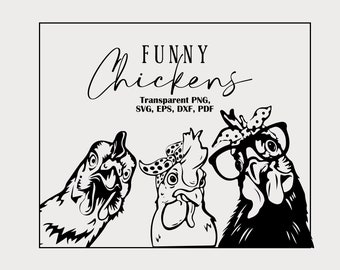 Funny Chicken Svg, Chicken Svg, Farm Life Clipart, Peeking Rooster Svg for Cricut, Png, Dxf, Eps, Pdf