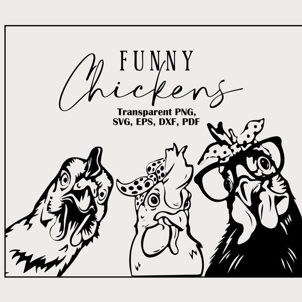 Funny Chicken Svg, Chicken Svg, Farm Life Clipart, Peeking Rooster Svg for Cricut, Png, Dxf, Eps, Pdf