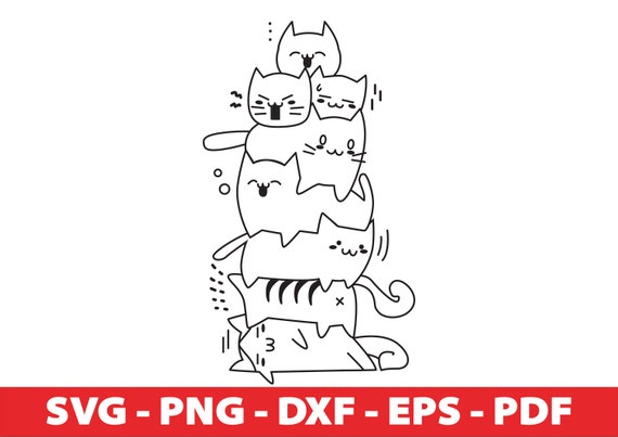 Cute Cats SVG, PNG, Cut File Cricut, T-Shirt Templates SVG, Cute Cat Svg, Dxf, Digital Download