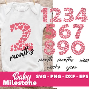 Jalon mensuel bébé Svg, Svg faire-part de bébé, jalon mensuel bricolage pour bébé Svg, un an Svg, Silhouette Cricut