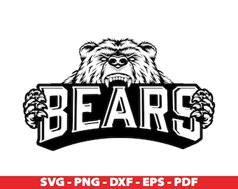 Bears Svg, Bear Head Clipart, Bears Png, Bears Svg Cut Files Cricut, Cutting Files, DXF, Png, Instant Download