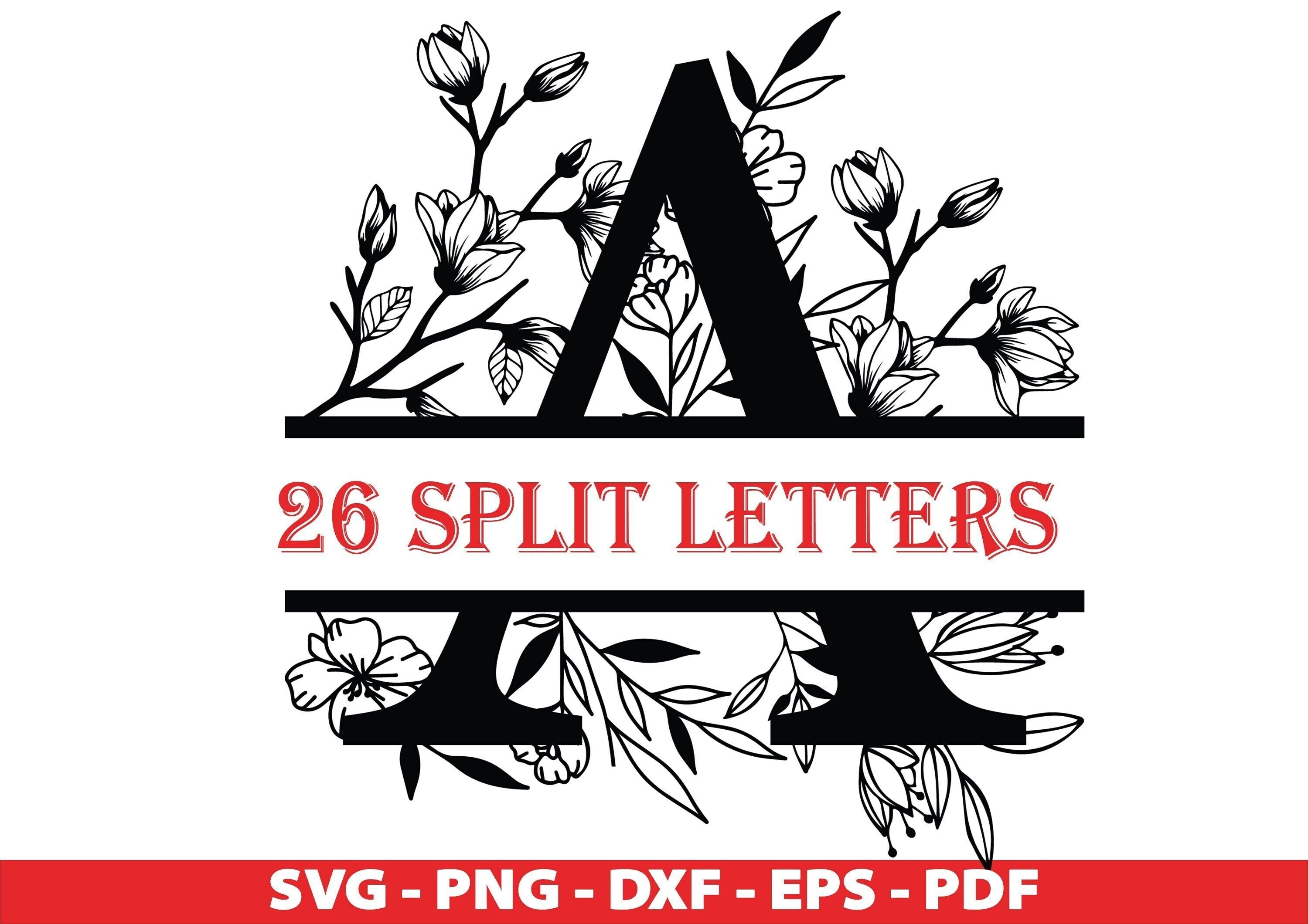 Floral Split Monogram SVG: Flower Letter Graphic (Digital Download)