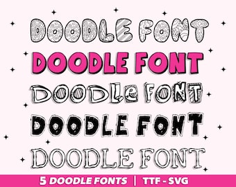 Outline Doodle Letters, Blank Transparent Doodle Font Alphabet, Fill your own Doodle Letters, Digital Download for sublimation, SVG, TTF