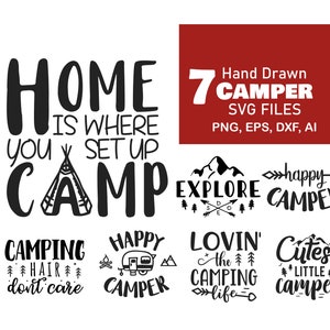 Camper SVG, Camping Svg Bundle, Happy Camper, Camp Life Svg, Camping Sign Svg Cricut Cut File para Cricut y Silhouette