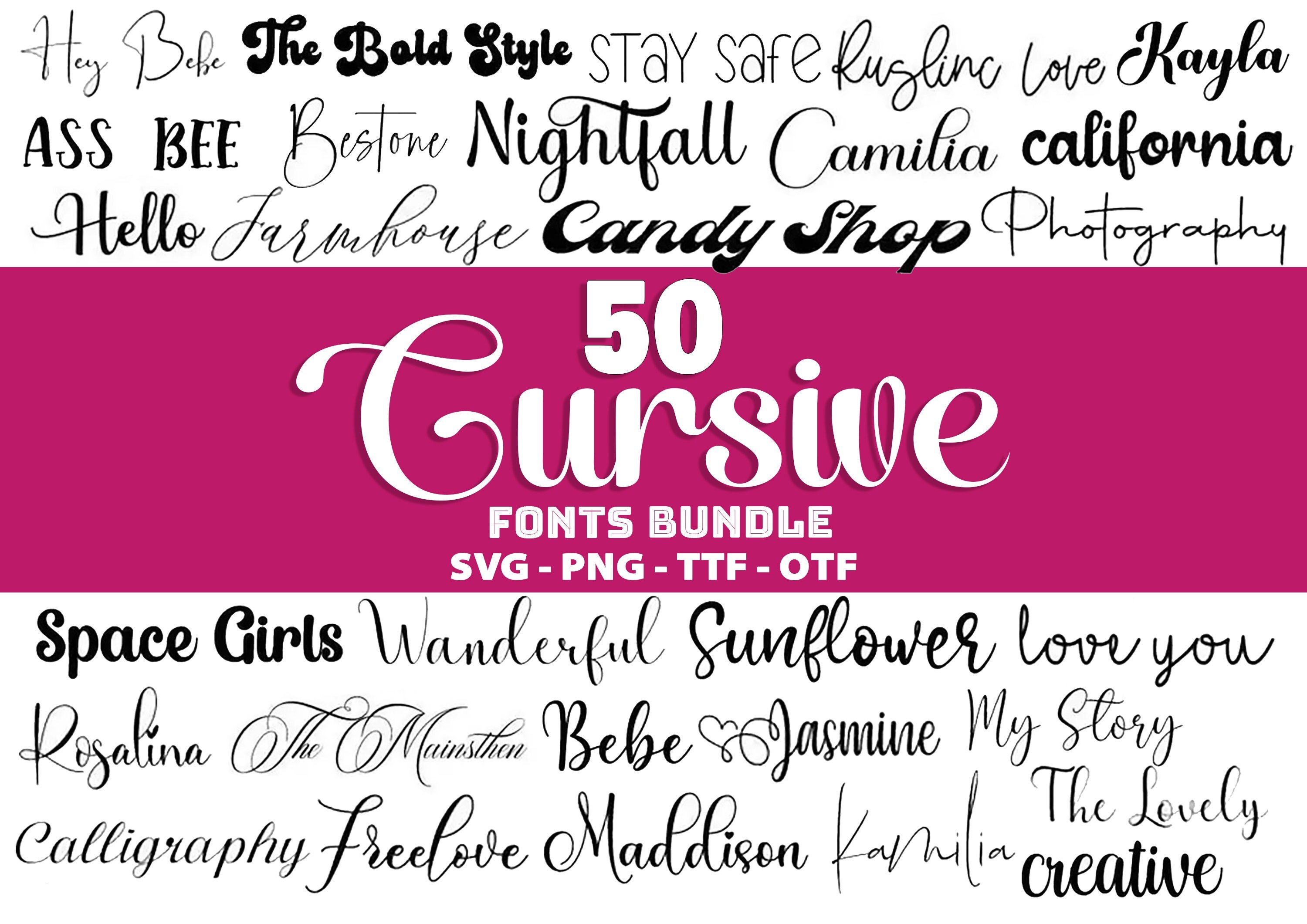The Ultimate 50 Font Bundle, Font Bundle TTF SVG Heart Font, Cricut ...