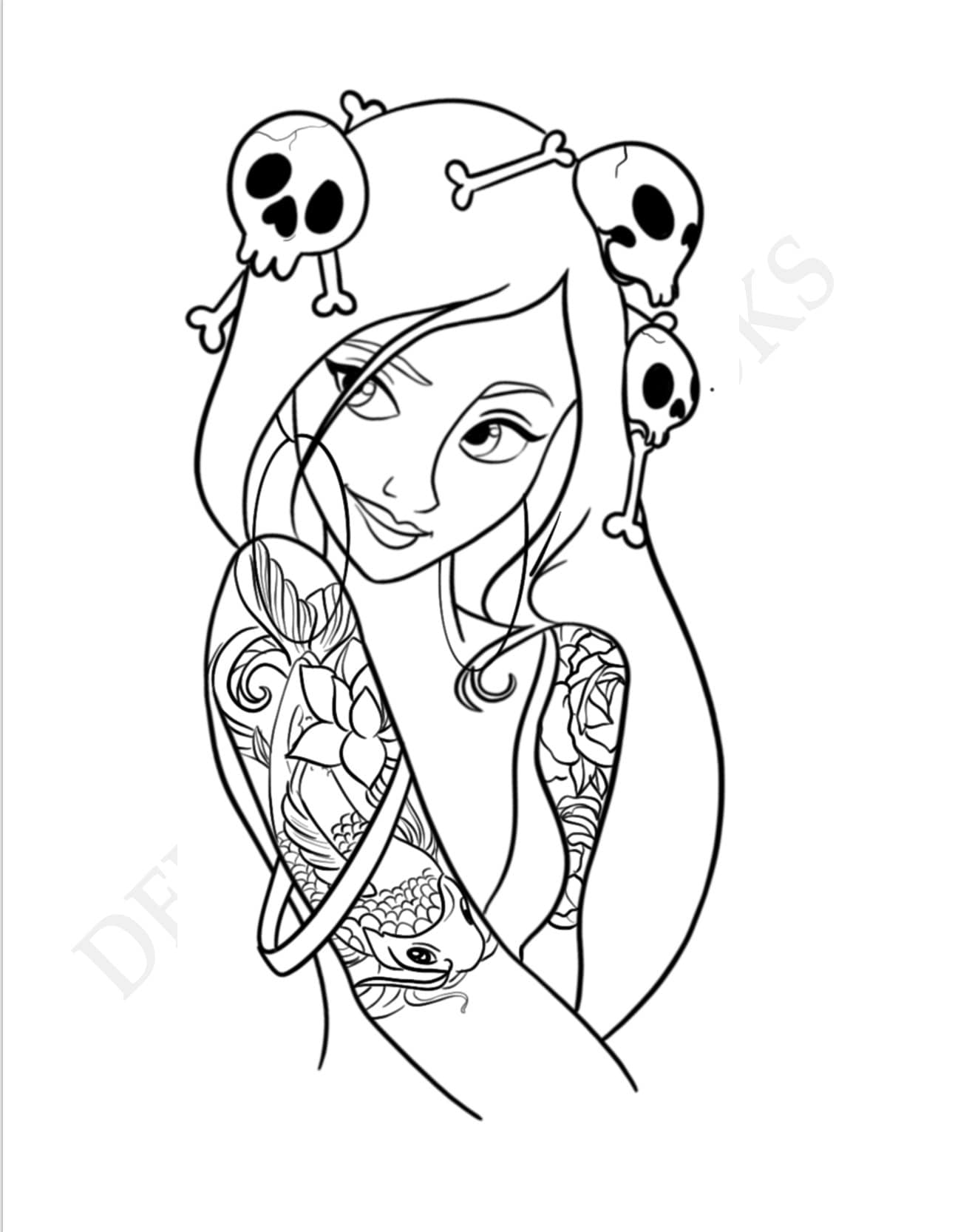 Disney Princess Tattoo Coloring Pages