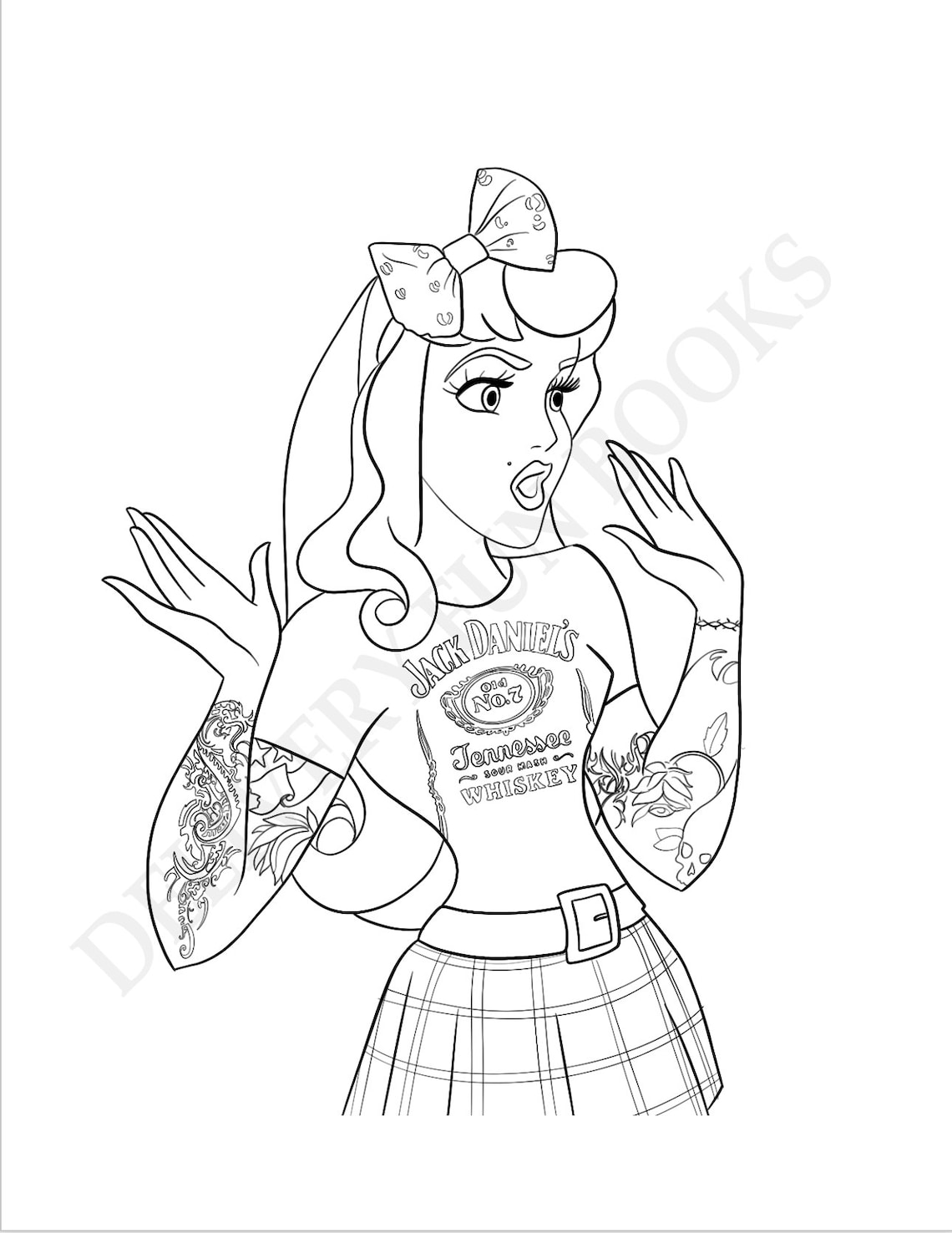 Disney Princess Tattoo Coloring Pages