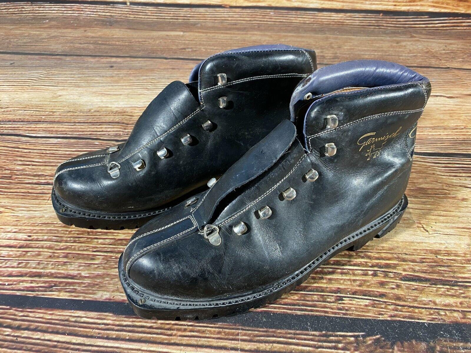 GARMISCH Vintage Leather Alpine Ski Boots Cable Bindings EU41 US7.5 KL110