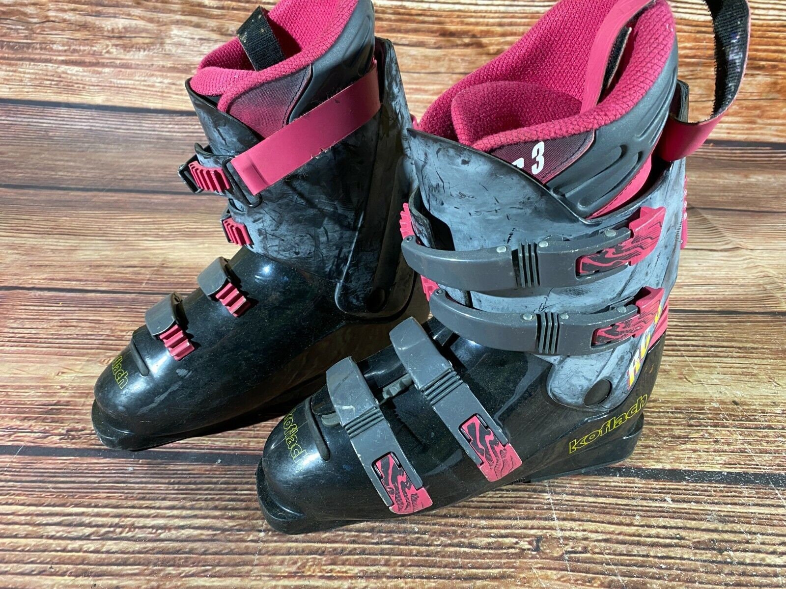 Henke Koflach Leather Buckle Ski Boots Black Size 9.5 Metal