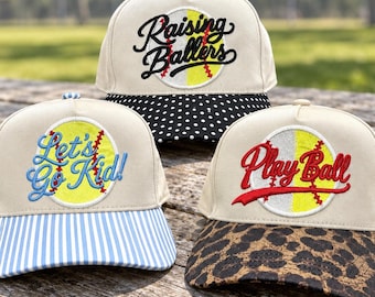 Custom Play Ball 3D puff embroidered Sparkle Softball or baseball Hat/ Softball Mom field hat/ Ballpark Mama/  Sports Mom Hat/ Team mascot