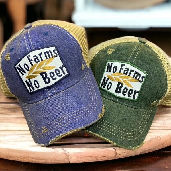 Vintage No Farms No Beer Hat, Embroidered farmer Hat Patch,  Farmer hat, Farm Life Gifts, Country hat,  Ranch hat, farm Life hat