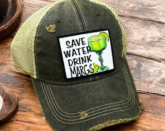 Save Water Drink Margs Hat, Save Water Drink alcohol hat, Girls Drinking hats, Margs Girl Hat, Day Drinker Hat, Funny Drinking Hat
