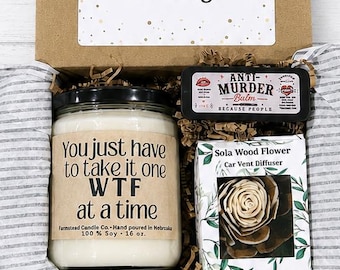 You just have to take it one WTF at a time Gift Set / Friend Gift Box/ Bestie Gift Box/ Funny gift for Friend/ 9 oz OR 16 oz gift box