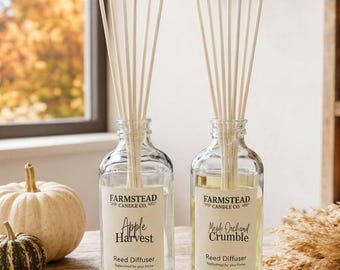 Autumn Scent Room Diffuser, Flameless Candle, Wood Reeds, Diffuser, Phthalate Free Diffuser, Non Toxic Reed Diffuser, Choose Your Scent
