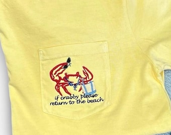 EMBROIDERED If Crabby Please Return to the Beach Shirt, Spring Break Tshirt, Crab Shirt, Beach Vibes Nautical Tee, Funny Tshirt, Summber Tee