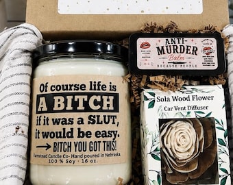 Of Course life is a bitch Gift Set / Friend Gift Box/ Bitch box/ Bestie Gift Box/ Funny gift for Friend/ 9 oz OR 16 oz gift box