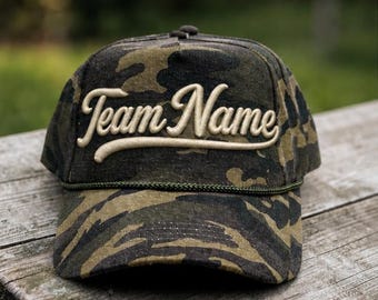 Custom Team Name 3D Puff Embroidered Canvas Trucker Hat | Personalized Team Hat | Baseball Team Hat | Softball Team Hat | Custom Sports Hat