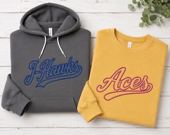 Custom Team Name Sweatshirt | Bella Canvas Game Day Crewneck or Hoodie | Embroidered School Spirit Sweatshirt | Sports Mom Gift