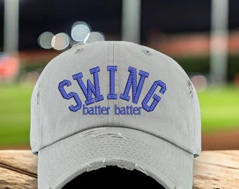 3D Puff Embroidered Swing Batter Batter Hat/ Baseball + Softball  Mom hat/ Baseball mom/ Softball Mom Hat/ Sports Mom Hat/ Ballpark Mama