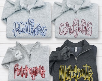 CUSTOM Team Mascot Sweatshirt, Gameday Sweater, Game Day Quarter Zip, Gameday Shirt, Varsity Gameday Outfit, Football, Baseball