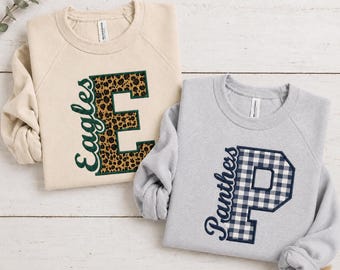 Custom Team Name Applique Sweatshirt, Bella Canvas Game Day Crewneck, Personalized School Spirit Shirt, Team Mom Sweatshirt, Game day gear