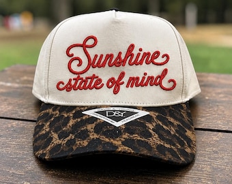 3D puff embroidered Sunshine State of Mind Hat | Lake days Canvas Hat | Beach Hat for Women | Summer Trucker Hat | Vacation Hat | River hat