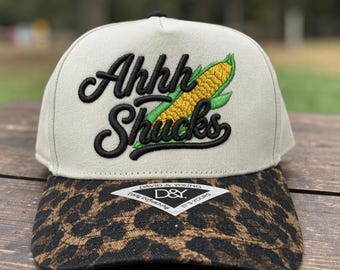 Women's Ahh Shucks 3D puff embroidered Hat, Support Your Local Farm Hat, Farmer hat, Farm Life Gifts, Country Girl hat, Corn hat