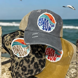 women’s Here Comes The Sun hat, Summer hat, Retro Summer hat , Vacation hat, Beach hat, Summer Vibe hat, Beach Vacation hat, Sea hat, Retro