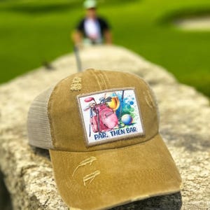 Par then Bar Hat / Golfing hat/ Funny golf girls hat/ Golf Girls hat/ Ladies Golf club/ Social wives Golf Club/ Lets Par Tee