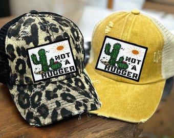 Womens Not a Hugger Hat/ Women's Don't Be a Prick Hat/ Cactus Applique Hat/ Western Girl Hat|/ Unique Gift for Her/Summer hat/ Cactus hat