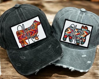 Show Mom Show Cow Hat, Show Mom Show Pig Hat, Pig Applique, Cow Applique, Show Girl Hat, Show Mom Hat, Goin Showin. Farm Girl Hat, Country