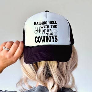 Country Song Hat, Raising Hell with the Hippies and Cowboys, Country Music Hat, Concert Hat, Summer Concert Hat, Country Girl Hats