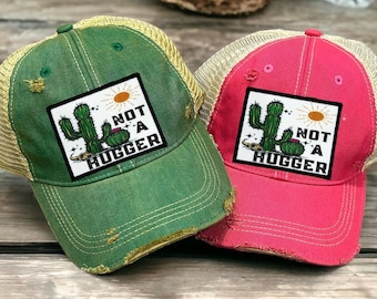 Vintage Not a Hugger Hat/ Don't Be a Prick Hat/Funny Cactus Hat/ Western Girl Hat|/ Unique Gift for Her/Summer hat/ Cactus hat