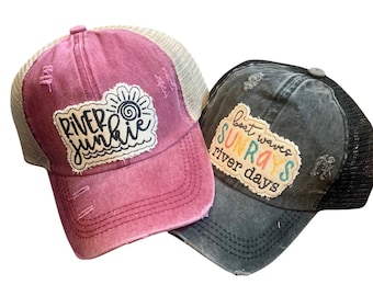 Women's River Vibes, River Junkie Hat, Summer hat, Boating hat , Vacation hat, Beach hat, Summer Vibe hat, Beach Vacation hat, River Life