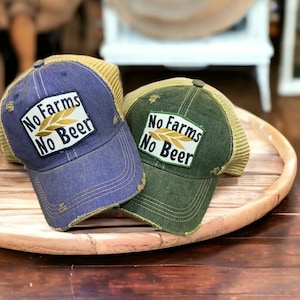 Vintage No Farms No Beer Hat, Embroidered farmer Hat Patch,  Farmer hat, Farm Life Gifts, Country hat,  Ranch hat, farm Life hat
