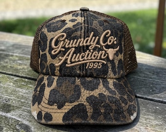 Grundy County Auction 3D Puff Embroidered Trucker Hat | 90s Country Throwback | Retro Country Hat | Vintage Inspired Cap | Ranch girl hat